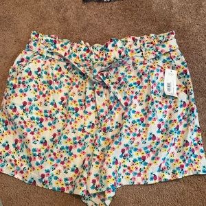 Ana linen floral Paperbag waist shorts XXL
